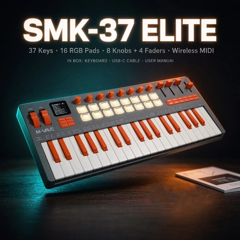 Midi Controller Pad - Controlador de teclado MIDI inalámbrico M-VAVE