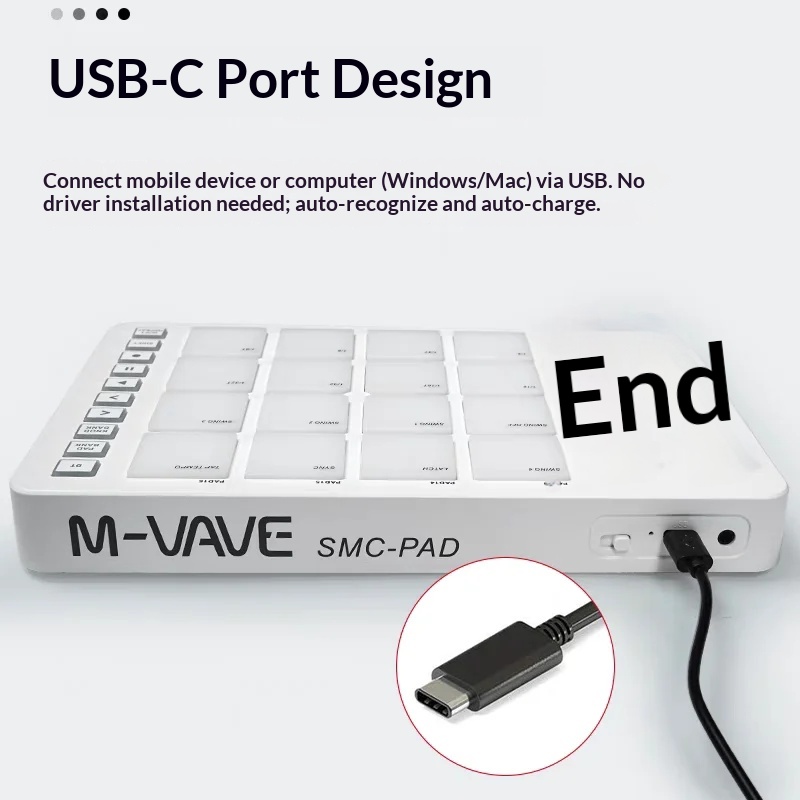Midi Controller Pad - Controlador MIDI inalámbrico M Vave Smc