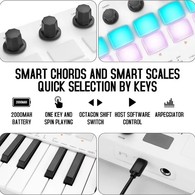 Controlador de teclado MIDI M- - Midi Controller Pad reseña y precio