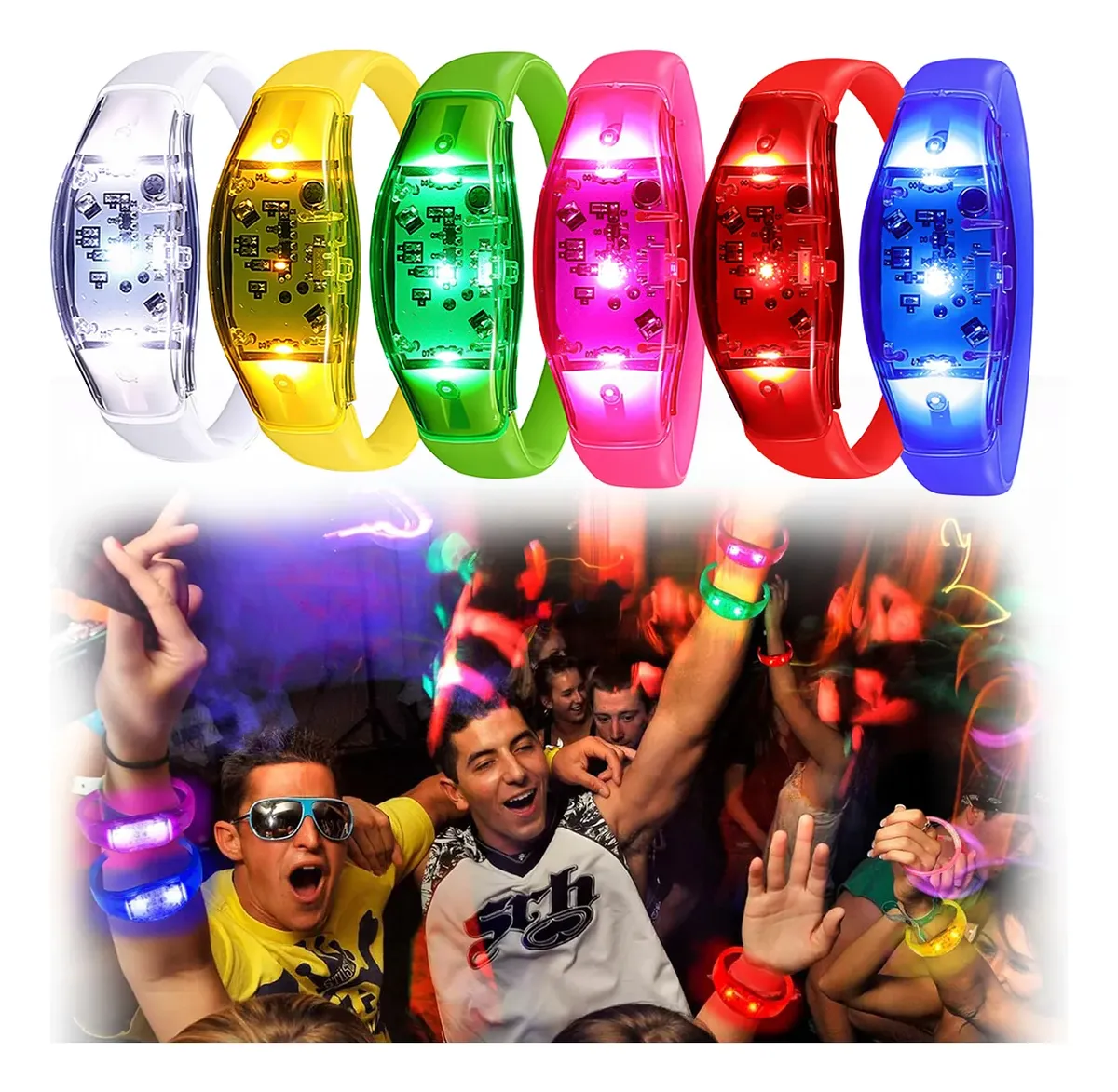 6 Pulseras LED Activadas por S - Audio Music Dj reseña y precio